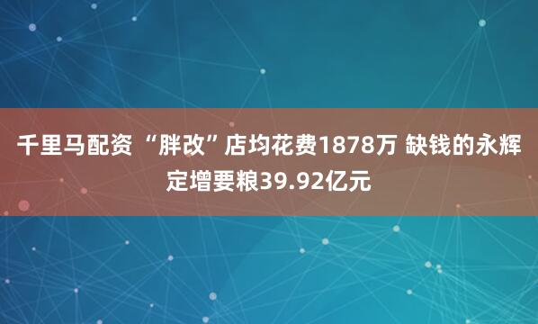 千里马配资 “胖改”店均花费1878万 缺钱的永辉定增要粮39.92亿元