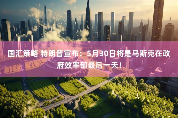国汇策略 特朗普宣布：5月30日将是马斯克在政府效率部最后一天！