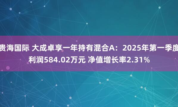 贵海国际 大成卓享一年持有混合A：2025年第一季度利润584.02万元 净值增长率2.31%