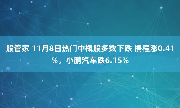 股管家 11月8日热门中概股多数下跌 携程涨0.41%,小鹏汽车跌6.15%